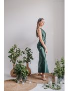 Lili - goblin zöld színű csavart elejű szűk fazonú maxi ruha 
