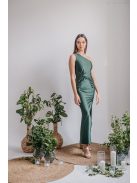 Lili - goblin zöld színű csavart elejű szűk fazonú maxi ruha 