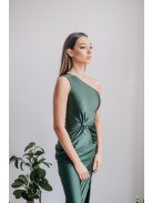 Lili - goblin zöld színű csavart elejű szűk fazonú maxi ruha 