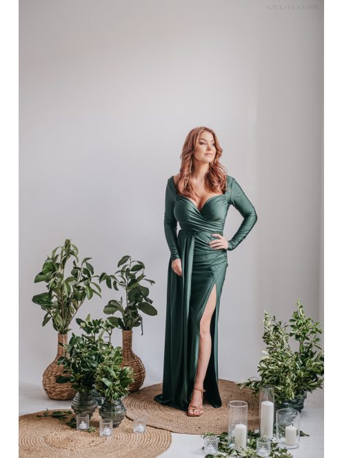 Goblin Zöld Hosszú Ujjú Maxi Ruha - Elegancia és Dívák Kedvence