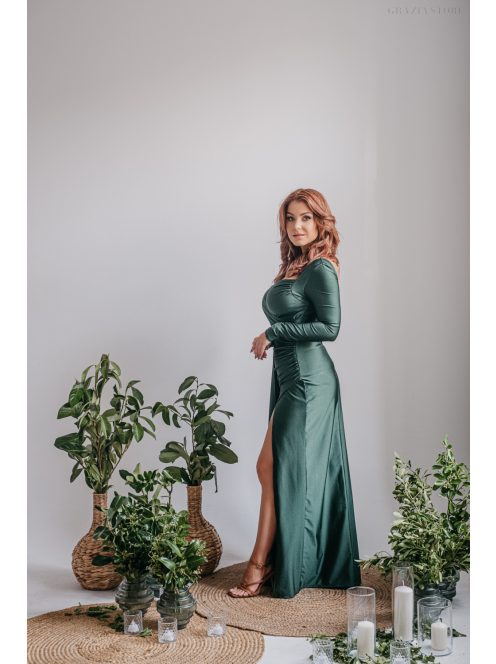 Goblin Zöld Hosszú Ujjú Maxi Ruha - Elegancia és Dívák Kedvence