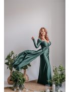 Miranda - hosszú ujjú goblin zöld maxi ruha elasztikus anyagból