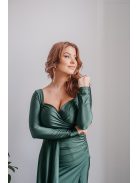 Miranda - hosszú ujjú goblin zöld maxi ruha elasztikus anyagból