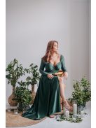 Miranda - hosszú ujjú goblin zöld maxi ruha elasztikus anyagból