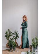 Miranda - hosszú ujjú goblin zöld maxi ruha elasztikus anyagból
