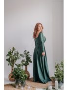 Miranda - hosszú ujjú goblin zöld maxi ruha elasztikus anyagból