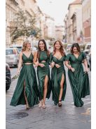 Miranda - hosszú ujjú goblin zöld maxi ruha elasztikus anyagból