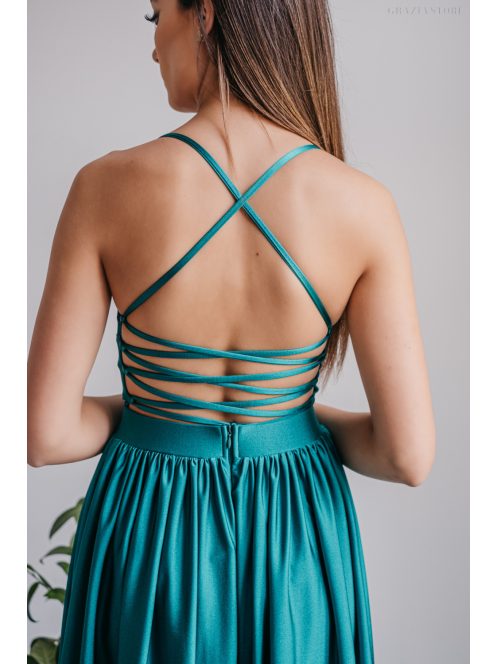 Ragyogó Zöld Maxi Ruha - Keresztpántos Elegancia és Stílus