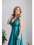 Polli - átlapolt, bordázott mellrészű boyscout zöld maxi ruha 