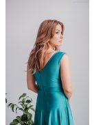 Polli - átlapolt, bordázott mellrészű boyscout zöld maxi ruha 