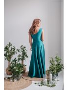 Polli - átlapolt, bordázott mellrészű boyscout zöld maxi ruha 