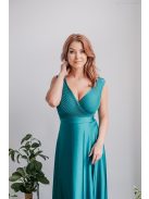 Polli - átlapolt, bordázott mellrészű boyscout zöld maxi ruha 