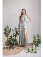 Eliza - jade zöld színű különleges maxi ruha elasztikus anyagból