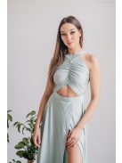 Eliza - jade zöld színű különleges maxi ruha elasztikus anyagból