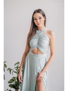   Eliza - jade zöld színű különleges maxi ruha elasztikus anyagból