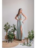 Eliza - jade zöld színű különleges maxi ruha elasztikus anyagból