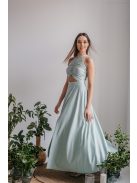 Eliza - jade zöld színű különleges maxi ruha elasztikus anyagból