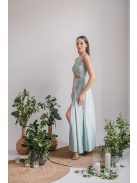 Eliza - jade zöld színű különleges maxi ruha elasztikus anyagból