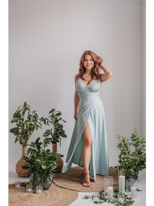 Zöld Színű V Kivágású Maxi Ruha - Divatos Elegancia és Stílus