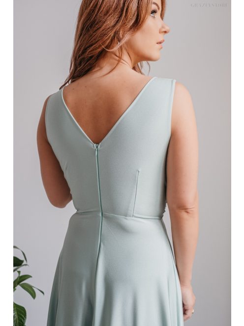 Heather - jade zöld színű V kivágású maxi ruha 