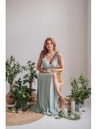 Heather - jade zöld színű V kivágású maxi ruha 