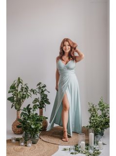 Zöld Színű V Kivágású Maxi Ruha - Divatos Elegancia és Stílus