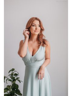 Zöld Színű V Kivágású Maxi Ruha - Divatos Elegancia és Stílus