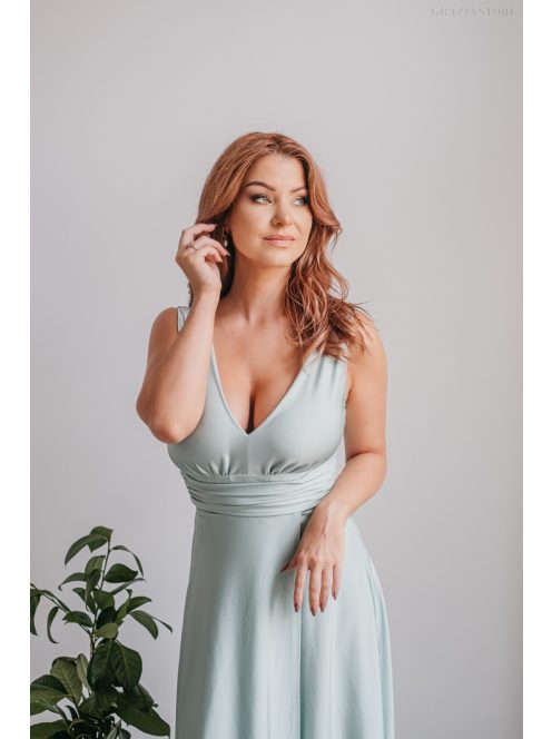 Zöld Színű V Kivágású Maxi Ruha - Divatos Elegancia és Stílus