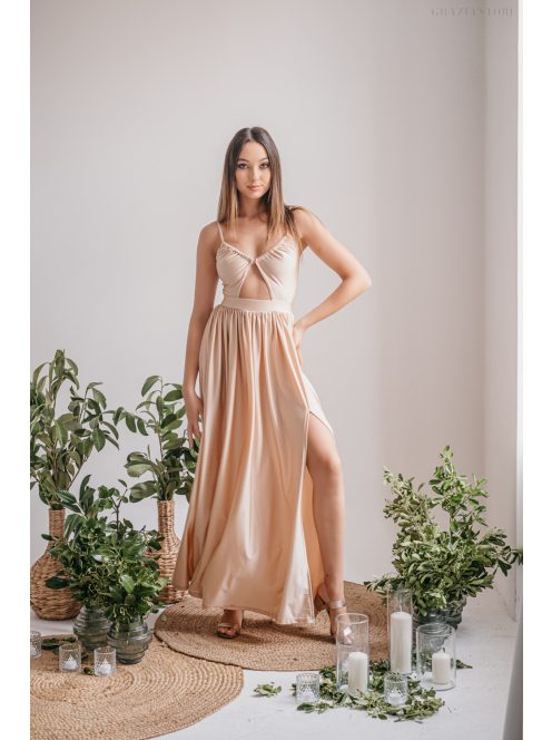 Lidia - különleges maxi ruha make-up színben