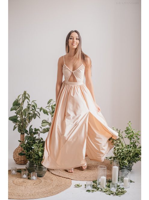 Lidia - különleges maxi ruha make-up színben 