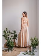 Emma - V-kivágású make-up színű elasztikus anyagú ruha különleges hátrésszel