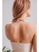 Szabina – V-kivágású szűk fazonú make-up színű ruha elasztikus anyagból 
