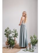 Madleine - foresty zöld maxi ruha hátán pántokkal elasztikus anyagból