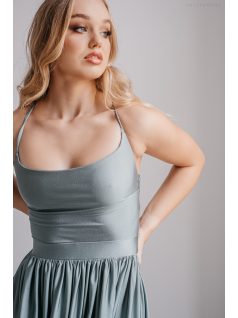   Madleine - foresty zöld maxi ruha hátán pántokkal elasztikus anyagból