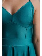 Zenina – V-kivágású maxi ruha spagetti pántokkal boyscout zöld színben elasztikus anyagból