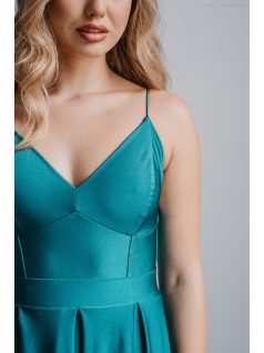   Zenina – V-kivágású maxi ruha spagetti pántokkal boyscout zöld színben elasztikus anyagból