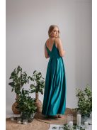 Zenina – V-kivágású maxi ruha spagetti pántokkal boyscout zöld színben elasztikus anyagból