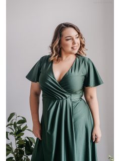   Alina – rövid ujjas átlapolós maxi ruha goblin zöld színben