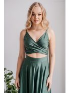 Yvonne - elasztikus anyagú maxi ruha keresztezett felsővel goblin zöld színben
