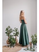 Yvonne - elasztikus anyagú maxi ruha keresztezett felsővel goblin zöld színben