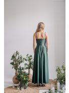 Elasztikus anyagú maxi ruha keresztezett felsővel zöld színben.