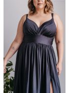 Hanna - V kivágású fekete maxi ruha elasztikus anyagból