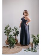 Hanna - V kivágású fekete maxi ruha elasztikus anyagból