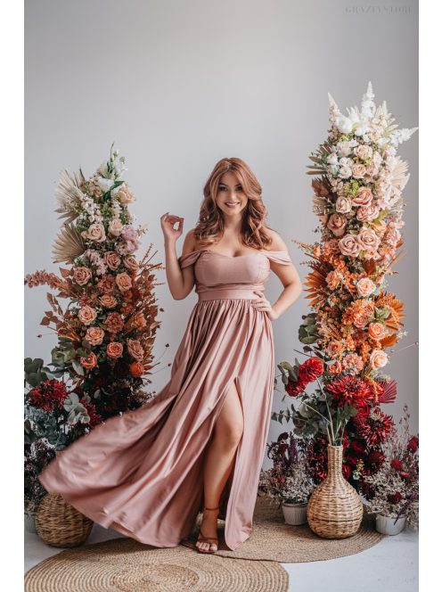 Rebeka - coffee-cream színű elasztikus anyagú crop top