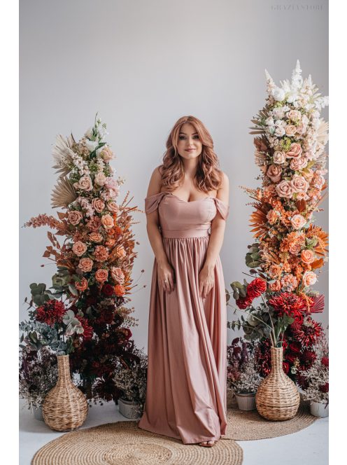 Rebeka - coffee-cream színű elasztikus anyagú crop top