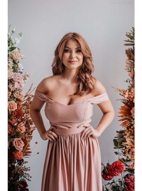 Rebeka - coffee-cream színű elasztikus anyagú crop top