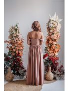 Rebeka - húzott maxi szoknya, coffee-cream színű, fényes, elasztikus anyagból