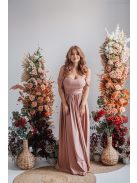Rebeka - húzott maxi szoknya, coffee-cream színű, fényes, elasztikus anyagból