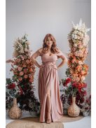 Rebeka - húzott maxi szoknya, coffee-cream színű, fényes, elasztikus anyagból