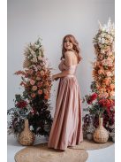 Rebeka - húzott maxi szoknya, coffee-cream színű, fényes, elasztikus anyagból